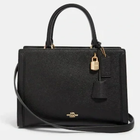 Coach Bags Coach Black Leather With Gold Hardware Lock And Key Included 2 Inside Pockets Poshmark